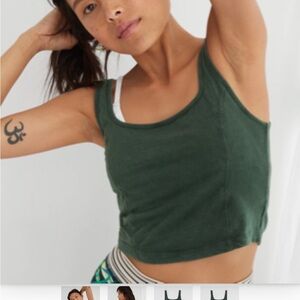 Aerie Green Corset Cropped Tank Top